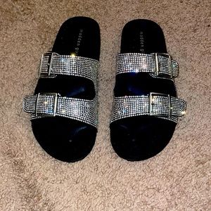 Glitter slide on sandals!